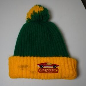 Matchbox Kids Knit‎ Pom Pom Hat Green Yellow Car Logo Winter Beanie